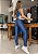 Calça Feminina Tecido P R A D A Azul Skinny - Imagem 2