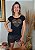 T-shirt Feminina Preta Coração Dourado Tachinha Metal - Imagem 4