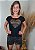 T-shirt Feminina Preta Coração Dourado Tachinha Metal - Imagem 3