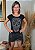 T-shirt Feminina Preta Caveira Mexicana Pedraria - Imagem 1