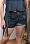 Shorts Jeans Feminino Cinza Escuro Estonado Com Franja - Imagem 7
