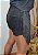 Shorts Jeans Feminino Cinza Escuro Estonado Com Franja - Imagem 3
