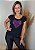 T-shirt Feminina Preta Coração Roxo Pedraria - Imagem 1