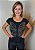 T-shirt Feminina Preta Borboleta Colors Pedraria - Imagem 1