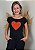 Cropped Feminino Preto Coração Laranja Pedraria - Imagem 1