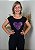 Cropped Feminino Preto Coração Roxo Pedraria - Imagem 1