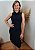 Vestido Midi Canelado Gola Boba Regata Forrado Preto - Imagem 1