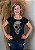 T-shirt Feminina Preta Meia Caveira Dourada Pedraria - Imagem 5