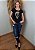 T-shirt Feminina Preta Meia Caveira Dourada Pedraria - Imagem 4