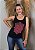 Regata Feminina Preta Mandala Flor Pink Pedraria - Imagem 1