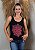 Regata Feminina Preta Mandala Flor Pink Pedraria - Imagem 3