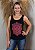 Regata Feminina Preta Mandala Flor Pink Pedraria - Imagem 7