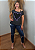T-shirt Feminina Estonada Coração Preto e Lilás Pedraria - Imagem 2