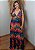 Vestido Longo Em Malha Floral Com Bojo Sem Manga Alça Ajustavel Flores Colors - Imagem 1