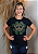 T-shirt Feminina Preta Baby Look Trevo Quatro Folhas Verde Pedraria - Imagem 3