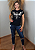 T-shirt Feminina Preta Baby Look Aguia Quadrada Prata Pedraria - Imagem 4