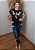 T-shirt Feminina Preta Baby Look Aguia Quadrada Prata Pedraria - Imagem 2