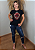 T-shirt Feminina Preta Baby Look Sagrado Coração Pedraria - Imagem 2