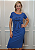 Vestido Midi em Malha Azul Rolling Stones Contorno Preto Pedraria - Imagem 1