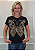 T-shirt Feminina Preta Baby Look Borboleta Dourada Grande Pedraria - Imagem 7
