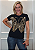 T-shirt Feminina Preta Baby Look Borboleta Dourada Grande Pedraria - Imagem 3