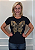 T-shirt Feminina Preta Baby Look Borboleta Voe Dourada Pedraria - Imagem 5