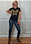 T-shirt Feminina Preta Baby Look Borboleta Voe Dourada Pedraria - Imagem 6