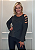 Blusa Tricot Feminino Estonado Coração Cortorno Preto Pedraria - Imagem 1