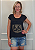 T-shirt Feminina Preta Route 66 Dourado Pedraria - Imagem 1