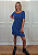 Vestido em Malha Azul Curto Rolling Stones Contorno Preto Pedraria - Imagem 4