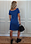 Vestido em Malha Azul Curto Rolling Stones Contorno Preto Pedraria - Imagem 2