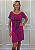 Vestido em Malha Fucsia Curto Rolling Stones Contorno Preto Pedraria - Imagem 1