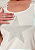 Regata Feminina Off White Alça Renda Estrela Prata Pedraria - Imagem 3