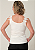 Regata Feminina Off White Alça Renda Rosa Dourada Pedraria - Imagem 3