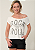 Tshirt Feminina Off White Gola Canoa Rock And Roll Estrela Pedraria - Imagem 1