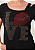 Tshirt Feminina Preta Gola Canoa Love Prata Pedraria - Imagem 3
