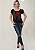 Tshirt Feminina Preta Gola Canoa Love Prata Pedraria - Imagem 5