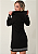 Vestido Manga Longa Preto com Capuz Pedraria Prata TRC - Imagem 7