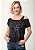 Tshirt Feminina Preta Gola Canoa Rock And Roll Estrela Pedraria - Imagem 5