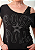 Tshirt Feminina Preta Gola Canoa Rock And Roll Estrela Pedraria - Imagem 4