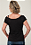 Tshirt Feminina Preta Gola Canoa Route 66 Dourada Pedraria - Imagem 2
