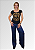 Tshirt Feminina Preta Gola Canoa Route 66 Dourada Pedraria - Imagem 7