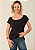 Tshirt Feminina Preta Gola Canoa Estrelas Mangas Pedraria - Imagem 2