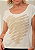 Tshirt Feminina Off White Gola Canoa Coração Dourado Pedraria - Imagem 2