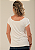 Tshirt Feminina Off White Gola Canoa Coração Dourado Pedraria - Imagem 3