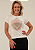 Tshirt Feminina Baby Look Off White Sagrado Coração de Jesus Crystal Pedraria - Imagem 1