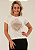 Tshirt Feminina Baby Look Off White Sagrado Coração de Jesus Crystal Pedraria - Imagem 6