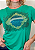 Tshirt Feminina Baby Look Verde Brasil Bandeira Crystal Pedraria TRC - Imagem 2