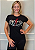 Tshirt Feminina Baby Look Preta Rock Raio Vermelho Pedraria - Imagem 1