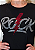 Tshirt Feminina Baby Look Preta Rock Raio Vermelho Pedraria - Imagem 3